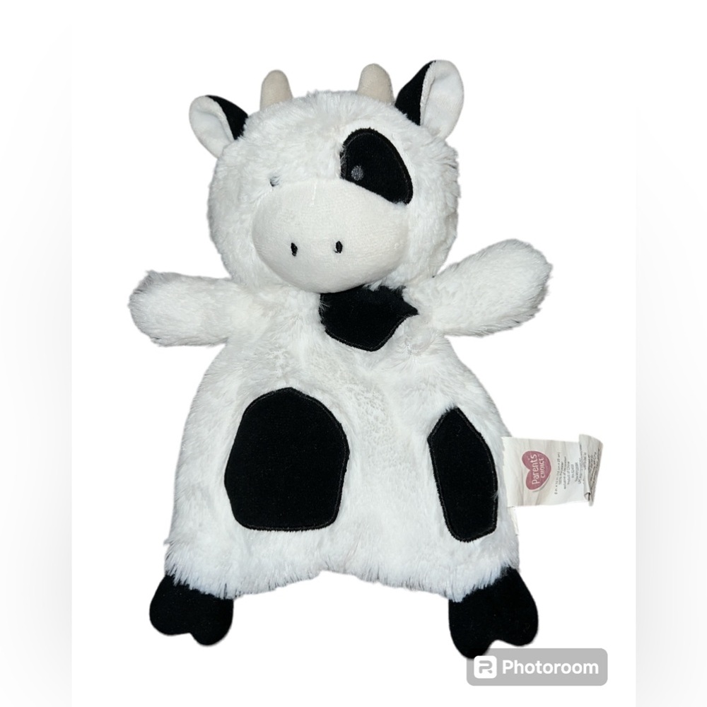 Parents Choice Cow Lovey Baby Blanket Black White